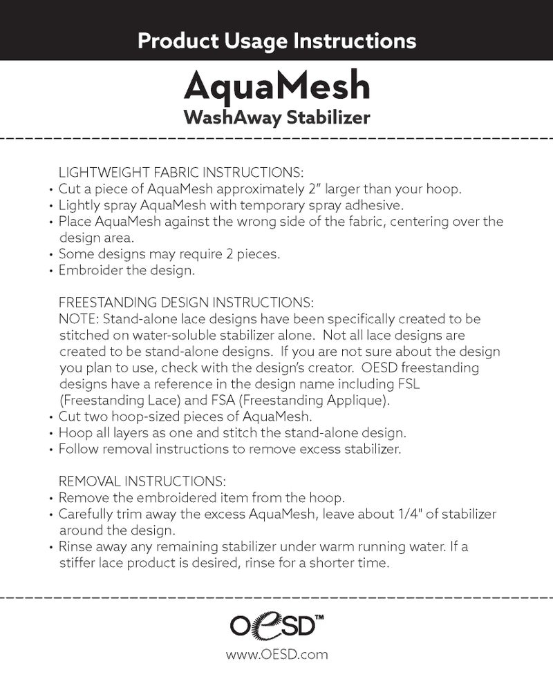 OESD AquaMesh Wash Away Water Soluble Embroidery Stabilizer 15" x 10 Yd Roll - Image 3